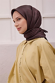 BELLİ GEOMETİK DESEN İPEK EŞARP 4201D (TWILL) KAHVE - 40