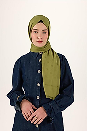 Monogram Desen Liva Şal Açık Yeşil Dokulu Nefes Alan Doğal Yapılı 90x200