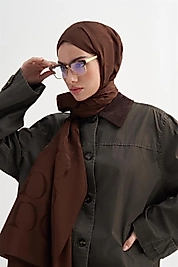Monogram Desen Rina Floş Jakar Şal Çikolata Kahve
