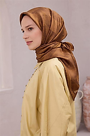BELLİ GEOMETİK DESEN İPEK EŞARP 4201D (TWILL) CAMEL - 42