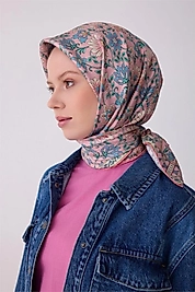 Belli Tivil Saf İpek Eşarp IST 4314 - 81 Pembe Çiçek Desen