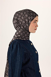 Pamuk Polyester Liva Şal Füme Desenli Tok Duruşlu 90x200