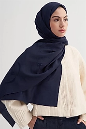 Aura Desen Rina Floş Jakar Şal Koyu Lacivert