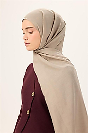 Monogram Desen Liva Şal Koyu Bej Düz Dokulu Nefes Alan 90x200