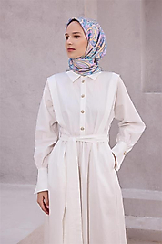 BELLİ ETNİK DESEN İPEK EŞARP 4222D (TWILL) BEBE MAVİSİ - 50