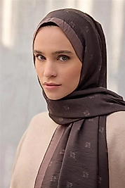 Olinda Şal Monogram Desen Koyu Kahve 75*195