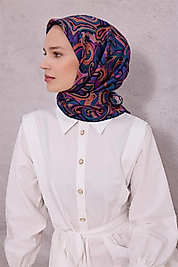 BELLİ ETNİK DESEN İPEK EŞARP 4222D (TWILL) MOR - 57