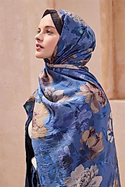 BELLİ FRESH ÇİÇEK DESEN SİYAH MAVİ SANDA ŞAL 1362