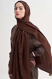 Aura Desen Rina Floş Jakar Şal Çikolata Kahve