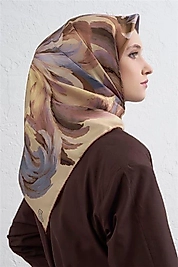 Armine Soyut Desenli Saf İpek Twill Eşarp