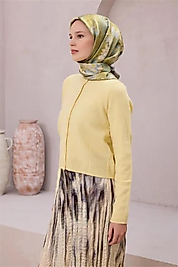 BELLİ ÇİÇEK DESEN İPEK EŞARP 4217D (TWILL) HAKİ - 81