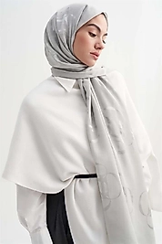 Aura Desen Rina Floş Jakar Şal Gümüş